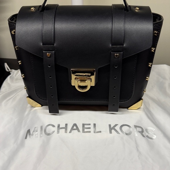 Michael Kors Black Satchel with Gold Accents - Picture 13 of 14